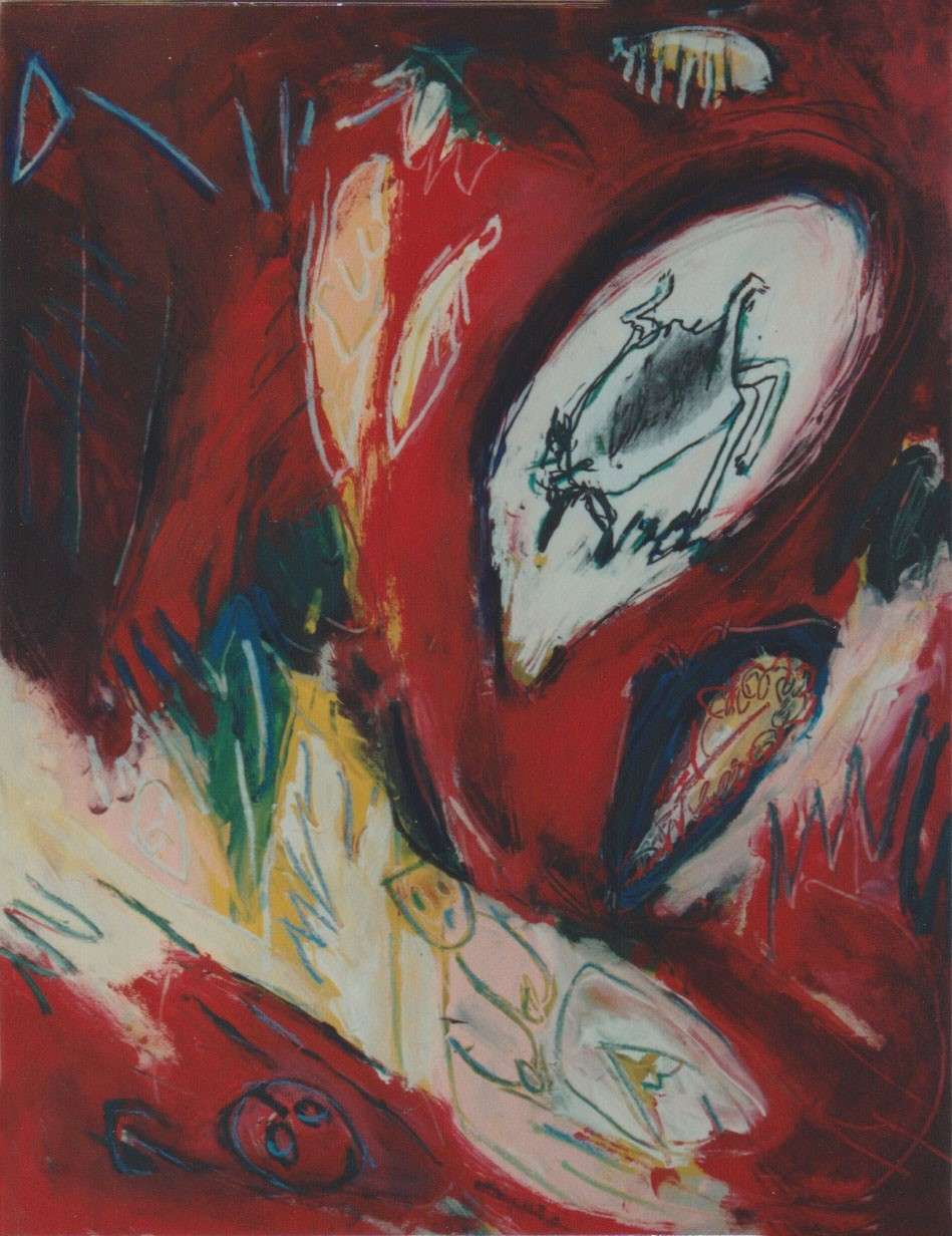 “Rote Träume 2”, 1992, 70 x 50 cm, Acryl und Pastell auf Karton